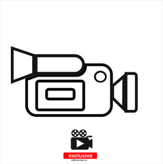 
video camera. icon.Flat design style vector illustration for graphic and web design.	
