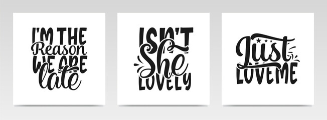 Cute baby quotes letter typography set illustration.