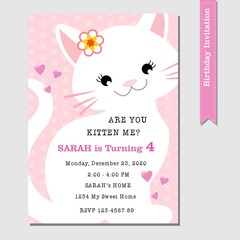 Cute cat birthday invitation