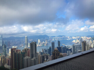 Fototapeta na wymiar Beautiful Landscape and Building Cityscape of Victoria Peak Habor, kowloon, Hong Kong Island, China. Famous Landmark view on top.