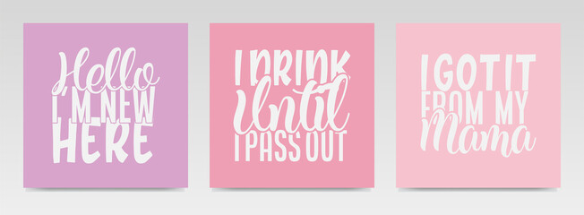 Cute baby quotes letter typography set illustration.