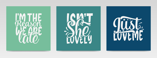 Cute baby quotes letter typography set illustration.