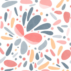 Seamless watercolour abstract minimal pattern with bold grey pink and yellow lines. Vector illustration