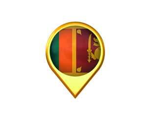 Obraz premium Sri lanka flag location marker icon. Isolated on white background. 3D illustration, 3D rendering