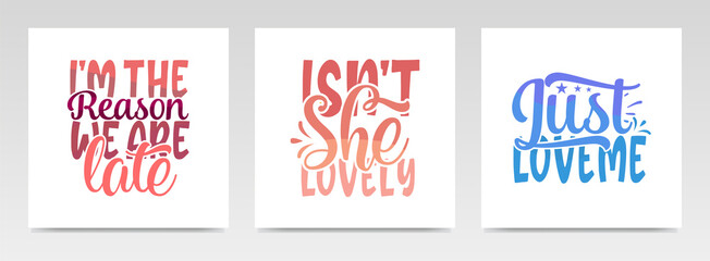 Cute baby quotes letter typography set illustration.