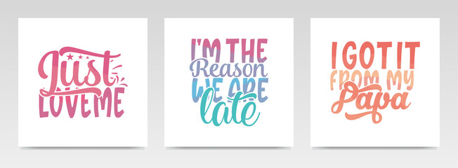 Cute baby quotes letter typography set illustration.