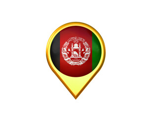 Afghanistan flag location marker icon. Isolated on white background. 3D illustration, 3D rendering