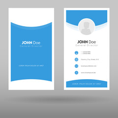 Modern and clean Business Card with place for logo or photo. Black and blue colors. Vector template.