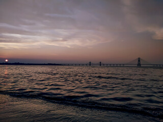 Fototapeta premium Bandra worli sea-link bridge in sea at Bandra, Mumbai