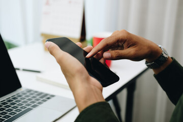 freelancer man businessman using mobile smartphone working at office
