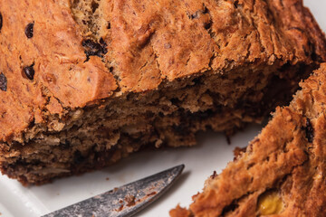 Homemade banana bread with chocolate chip 