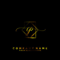 CP Initial handwriting logo vector