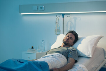 Patient lying in a hospital bed