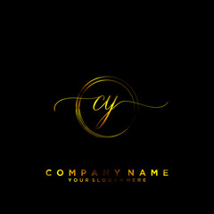 CY Initial handwriting logo vector