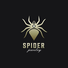 creative spider insect and luxury diamond jewelry logo design template