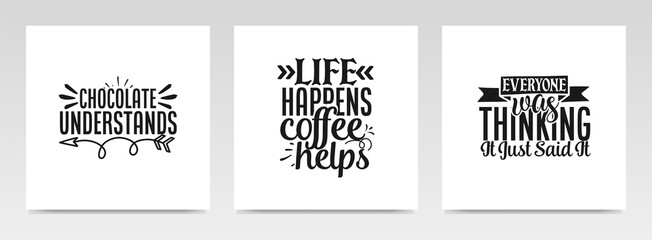 Funny quotes letter typography set illustration.