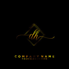 DH Initial handwriting logo vector