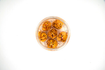 Corn flake biscuit over white background