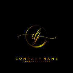 DJ Initial handwriting logo vector