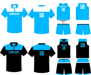 Basketball Uniform jersey shorts Custom Designs Front and back view sports uniforms Mock ups Templates illustrations Vectors