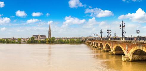 Old stony bridge in Bordeaux