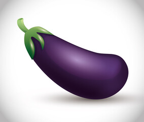 fresh eggplant whole, healthy food, vegetable organic vector illustration design