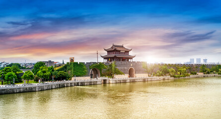 Suzhou ancient city wall and tower site park