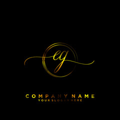 EG Initial handwriting logo vector