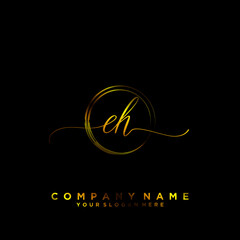 EH Initial handwriting logo vector