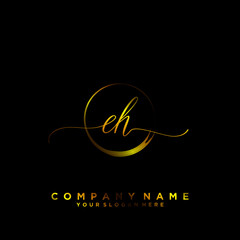 EH Initial handwriting logo vector