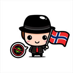 Vector design of the person holding the Norway flag with the Stop Corona Virus symbol