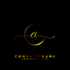 EI Initial handwriting logo vector