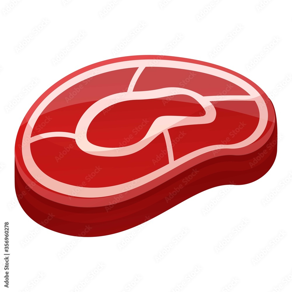 Poster meat slice icon. cartoon of meat slice vector icon for web design isolated on white background