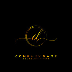 EL Initial handwriting logo vector