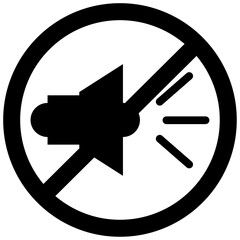 Obraz premium No sound or music icon. Isolated mute and warning illustration. Keep silence with forbidden and prohibited red sign.