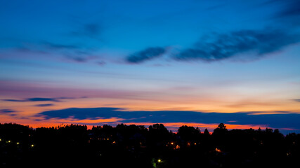 Beautiful colorful dusk landscape in spring season.