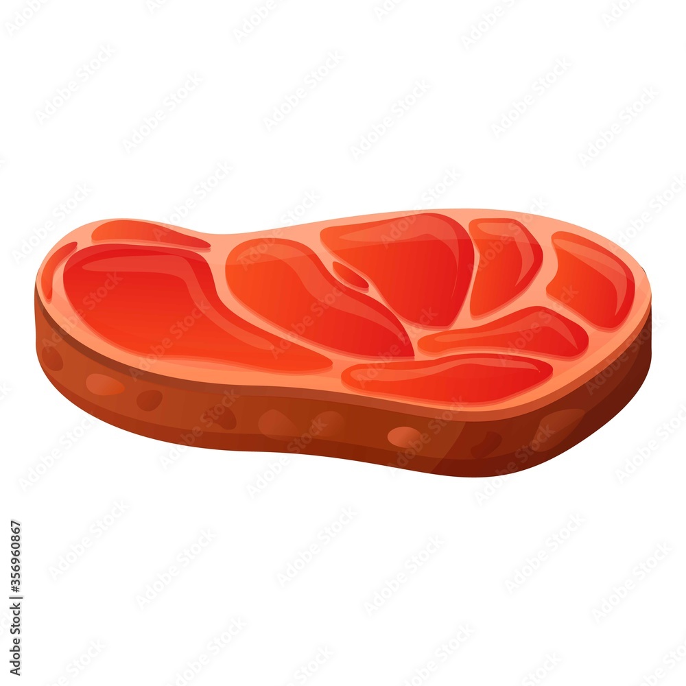 Poster red meat slice icon. cartoon of red meat slice vector icon for web design isolated on white backgrou