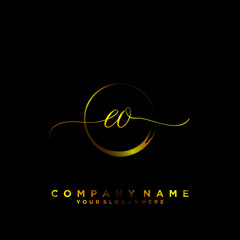 EO Initial handwriting logo vector