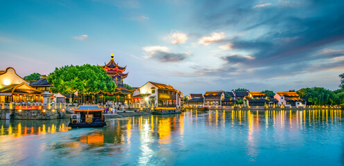 Night view of Shantang ancient town, Suzhou
