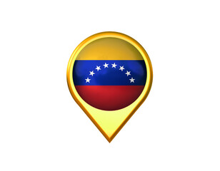 Venezuela flag location marker icon. Isolated on white background. 3D illustration, 3D rendering