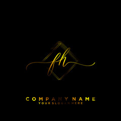 FH Initial handwriting logo vector