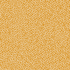 Seeds, rice, curls. Simple seamless white and orange pattern. Scandinavian style, design for wallpaper, fabric, textile,wrapping paper. Coloring page, book.