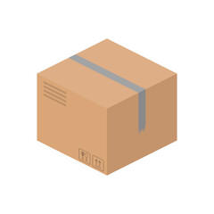 Cardboard box isometric. Good for design on the topic of delivery and freight. Isolated. Vector.