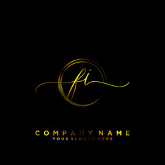 FI Initial handwriting logo vector