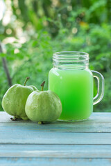 fresh guava fruit and guava juice