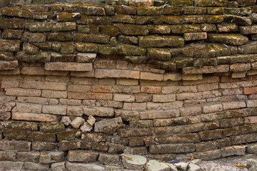 Old brick wall. Dark brown old bricks wall panorama