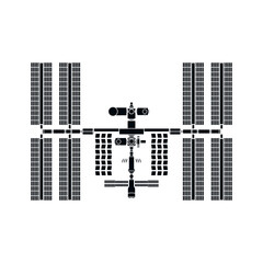 International Space Station detailed silhouette on white background. Isolated vector illustration.