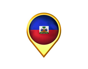 Haiti flag location marker icon. Isolated on white background. 3D illustration, 3D rendering