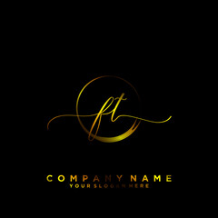 FT Initial handwriting logo vector