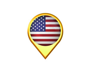 United states of america flag location marker icon. Isolated on white background. 3D illustration, 3D rendering